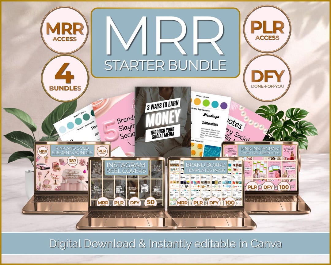 PLR & MRR Digital Product Starter Bundle | Canva Templates to Create ...
