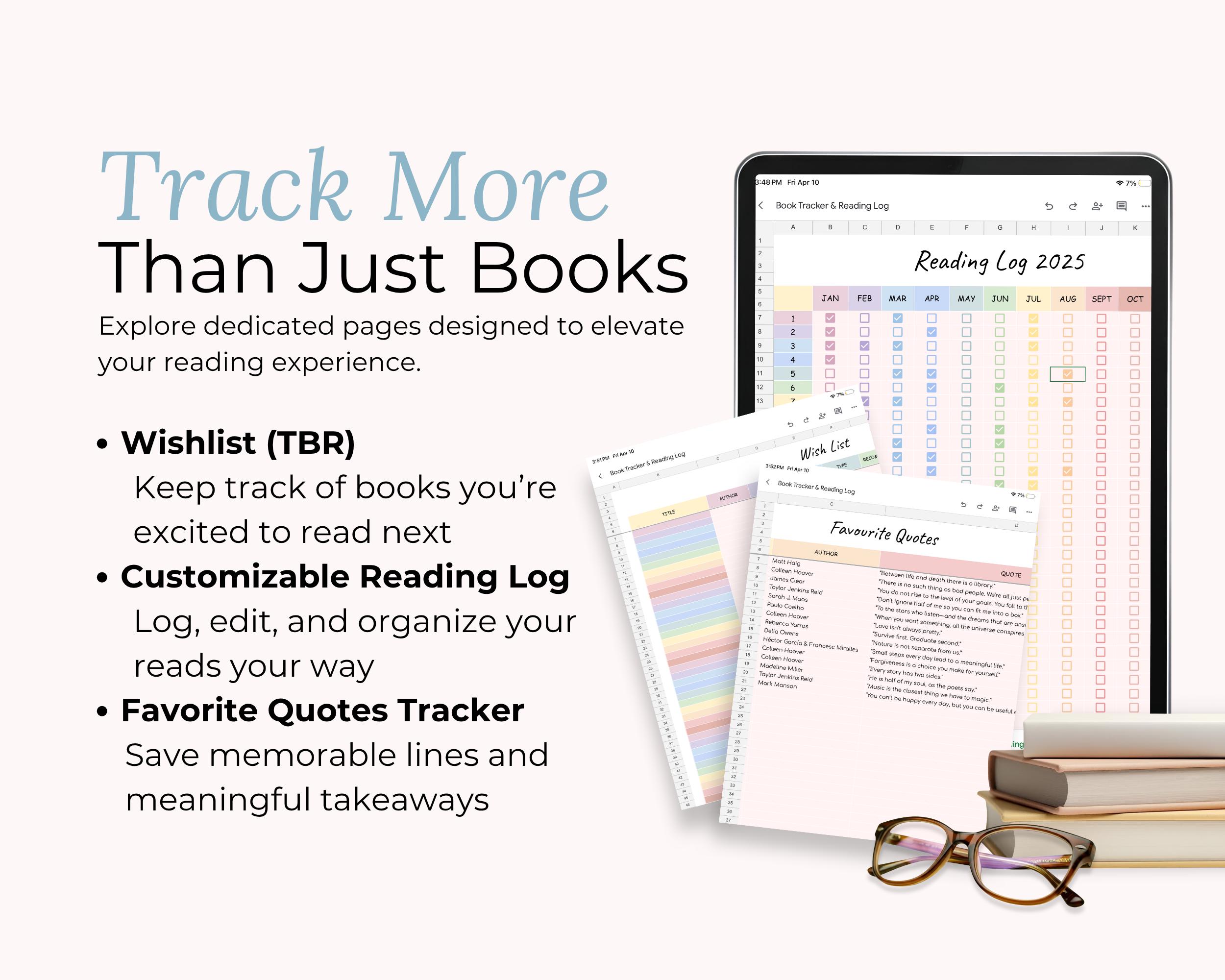 Book Tracker Spreadsheet | Reading Log Template | Google Sheets ...