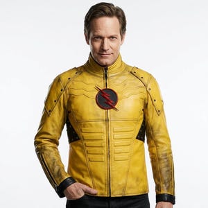 Reverse Flash Gelbes Leder Cosplay für Männer - Eobard Thawne DC Bösewicht Kostüm