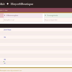 Freelancer Zakelijke Toolkit NL | Factuur Template | Offerte | Urenregistratie | Contract | Google Sheets | Instant Download