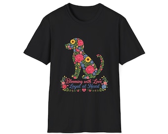 Floral Dog Silhouette T-Shirt | Floral Puppy Graphic Tee