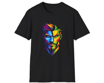 Colorful Geometric Face T-Shirt | Rainbow Pop Art Portrait