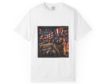 Patriotic Raccoon with Uncle Sam Hat T-shirt | 250 Years of Freedom 1776-2026