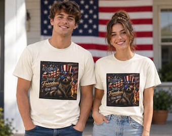 Patriotic Raccoon with Uncle Sam Hat T-shirt
