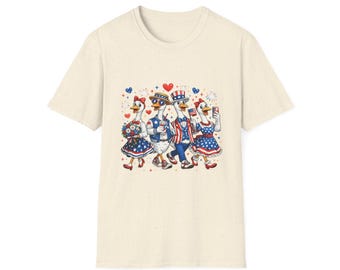 Patriotic Duck Family T-Shirt | Fourth of July USA Birds