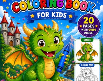 Dragon Coloring Book for kids ages 3-8 with guide inside