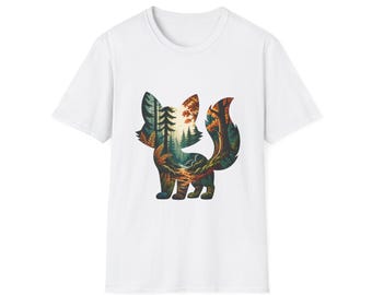 Autumn Forest Fox T-Shirt | Woodland Silhouette, Fall Leaves