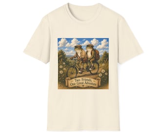Two Frogs One Great Adventure T-Shirt | Vintage Frog Bicycle Illustration