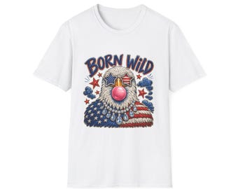 Born Wild Eagle graphic T-Shirt | American flag eagle, retro stars