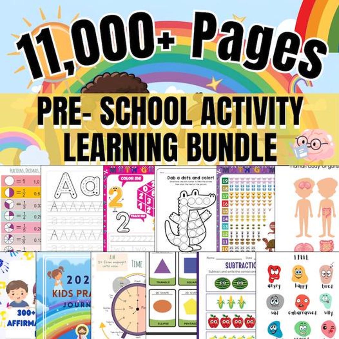 Preschool Activity Printable Bundle, 11,000+ Pages, Learning Worksheets ...