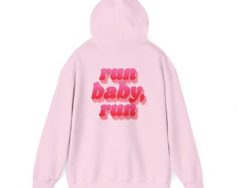 Sudadera rosa con estampado gráfico, sudadera con mensaje para corredoras, regalo para maratonistas, ropa deportiva femenina