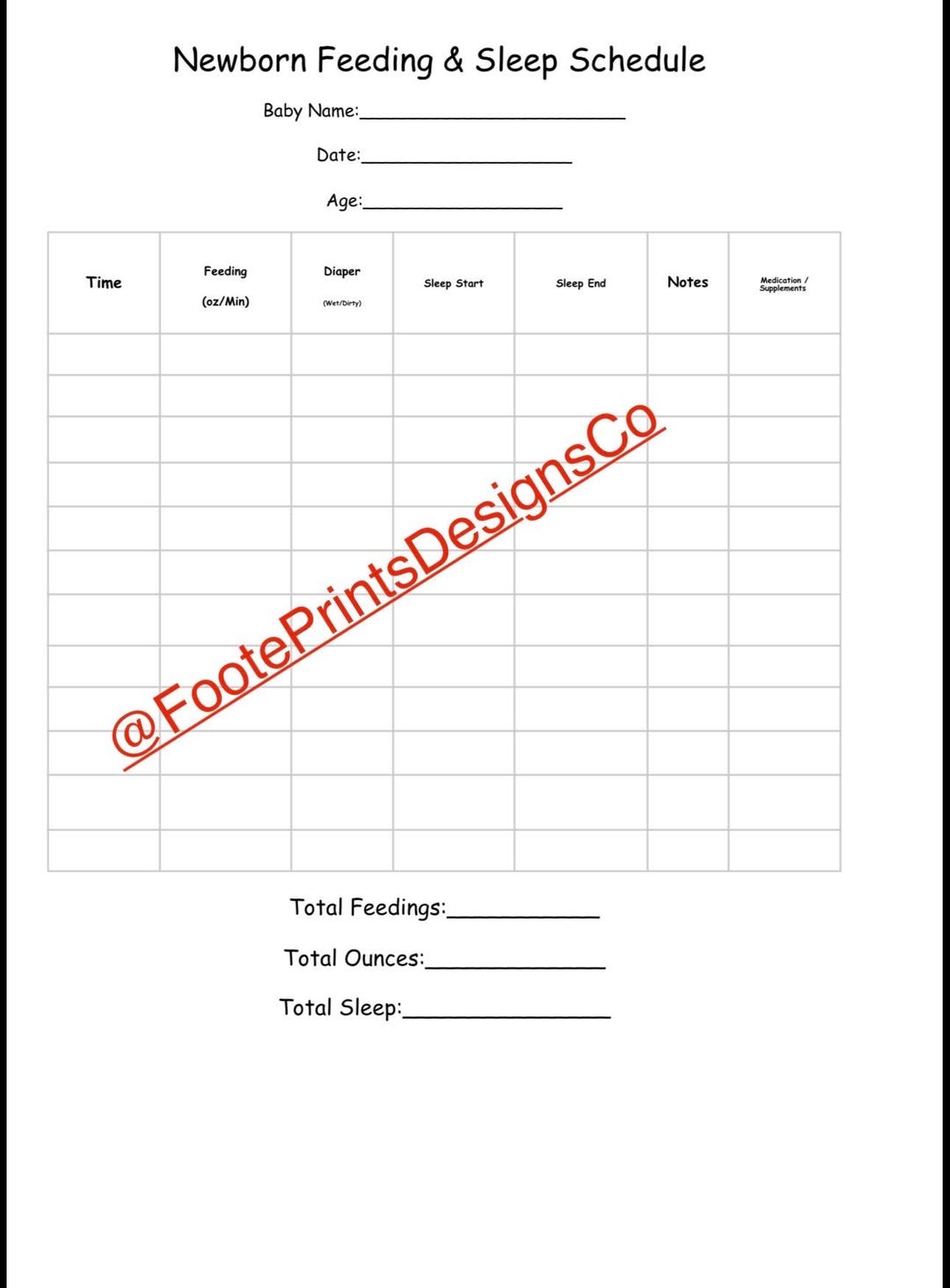 Baby Feeding & Sleep Tracker Printable, Newborn Daily Log, Infant ...
