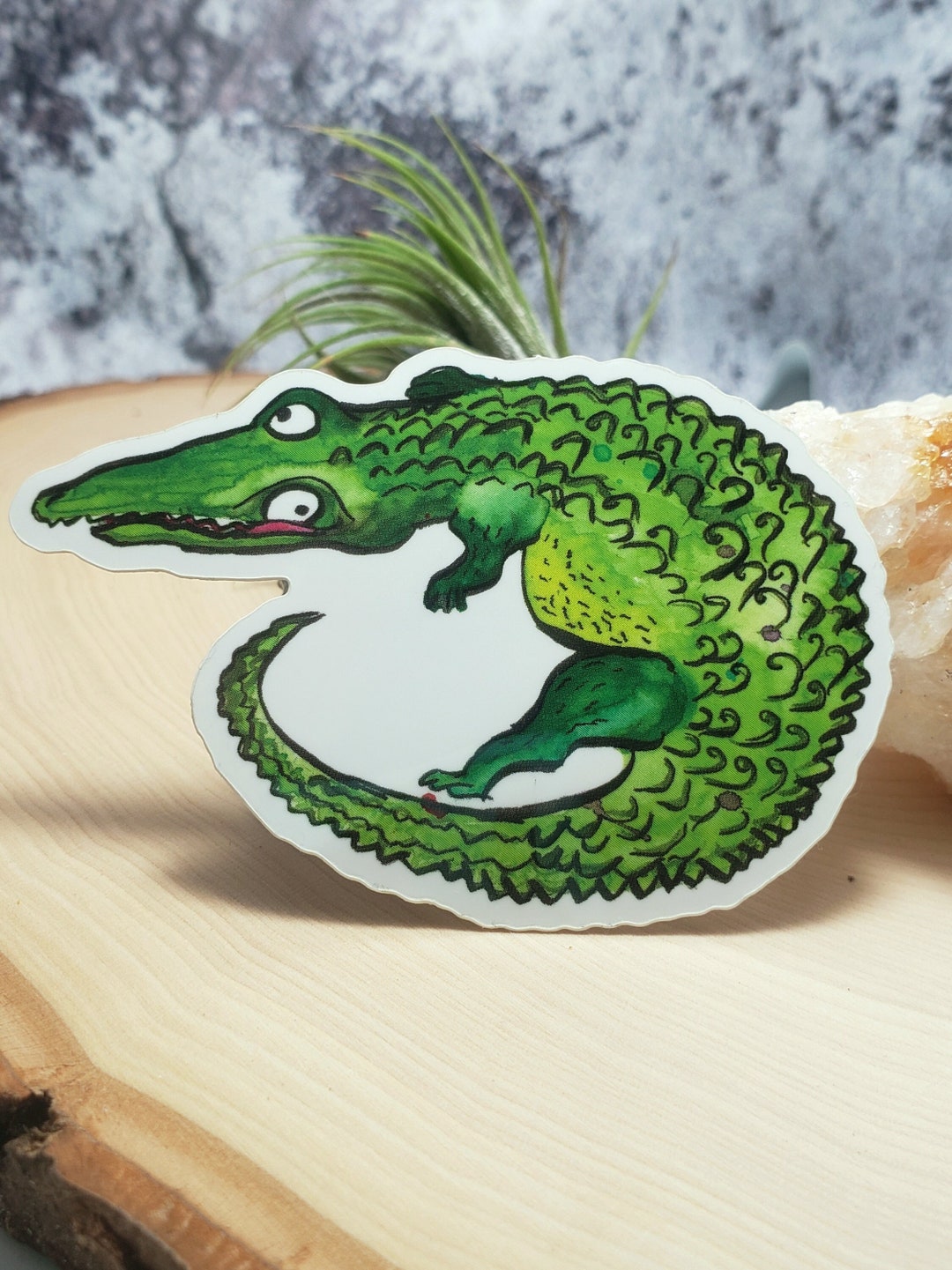 Goofy Gator Sticker, Die Cut Alligator Watercolor Sticker - Etsy