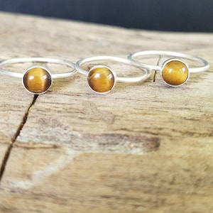 Tiger's Eye Stacking Rings, Handmade Midi or Stackable Ring, Made to Order, Sparkle and Shine, Bridesmaids, Weddings, Boho Chic Style image 1