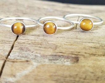 Tiger's Eye Stacking Rings, Handmade Midi or Stackable Ring, Made to Order, Sparkle and Shine, Bridesmaids, Weddings, Boho Chic Style