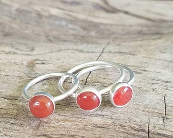 Carnelian Red Stacking Rings, Handmade Midi or Full Size Ring, Made to Order, Great for Bridesmaids Gift