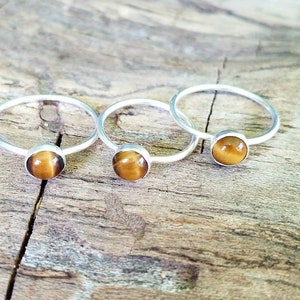 Tiger's Eye Stacking Rings, Handmade Midi or Stackable Ring, Made to Order, Sparkle and Shine, Bridesmaids, Weddings, Boho Chic Style image 3