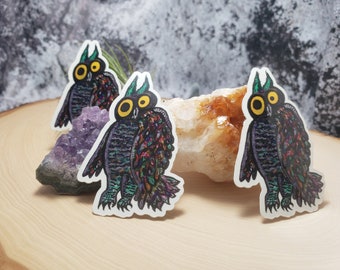 Googly-Eyed Owl Sticker, Die Cut Watercolor Sticker