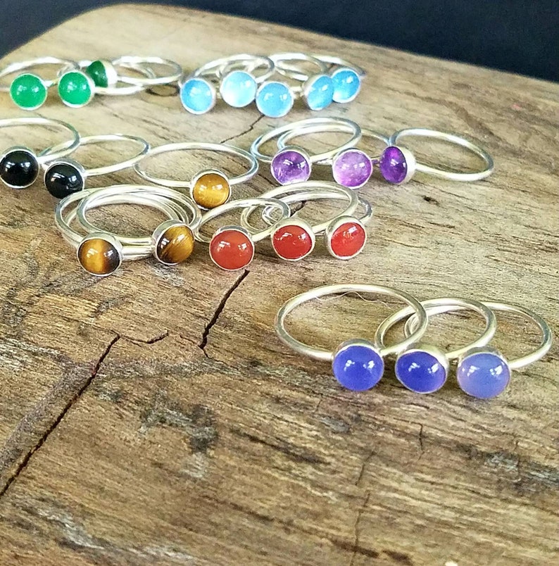 Tiger's Eye Stacking Rings, Handmade Midi or Stackable Ring, Made to Order, Sparkle and Shine, Bridesmaids, Weddings, Boho Chic Style image 4