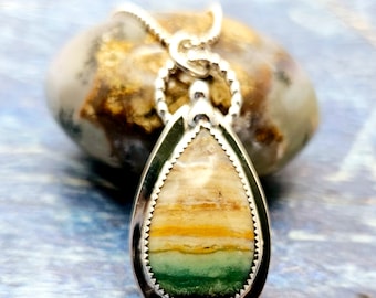 Ocean View - Indonesian Opalized Fossil Wood Pendant in Sterling Silver