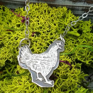 Silver Chicken Necklace - Gift for Chicken Lover