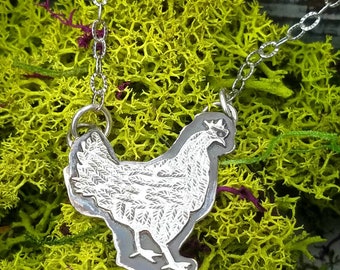 Silver Chicken Necklace - Gift for Chicken Lover