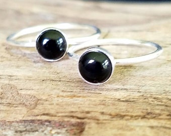 Black Stacking Rings, Onxy, Handmade Midi or Full Size Ring, Made to Order, Great gifts for Bridesmaids and Bridal Parties