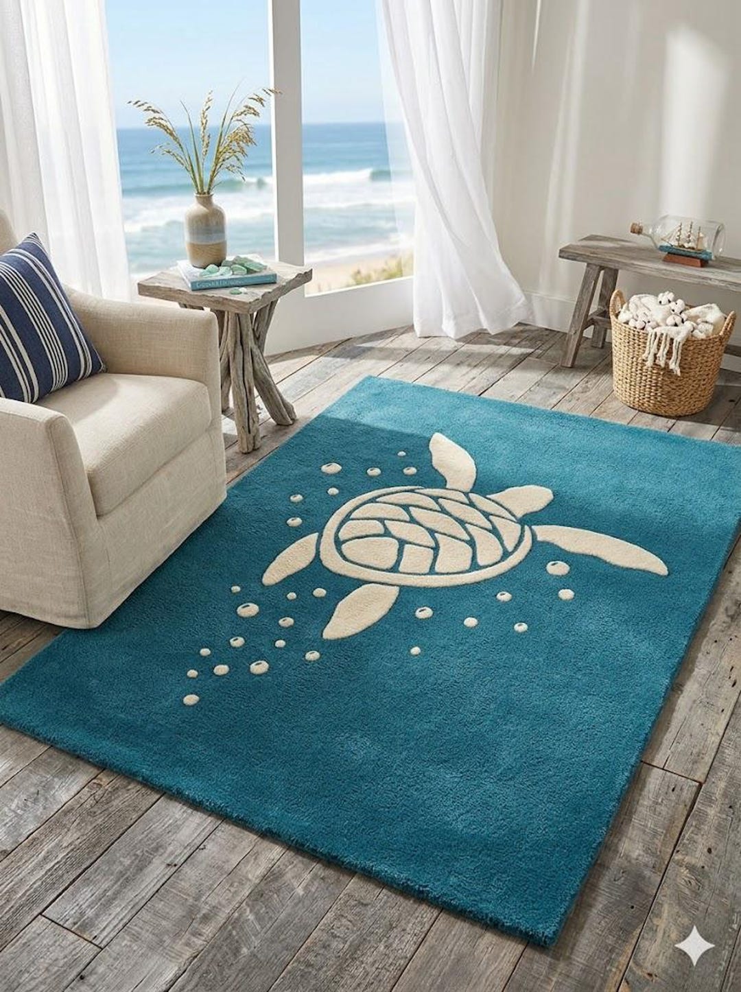 Sea Turtle Area Rug, Coastal Nursery Floor Mat, Kids Room Decor - Etsy