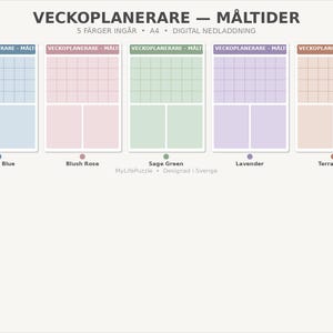 Måltidsschema Utskrivbar PDF | Veckomatsedel Inköpslista | 5 Färger | Matplanering A4 | Skandinavisk Design Nedladdning