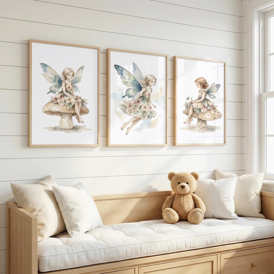 Fairy Nursery Wall Art Set of 3, Woodland Fairy Prints, Girl Nursery ...