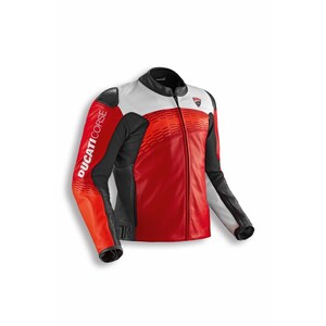 Ducati Corse C7 Perforated Leather Motorcycle Jacket – Red Black White Armor