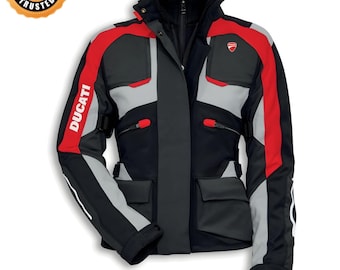 DUCATI Strada C3 dammotorcykeljacka från Dainese i svart, rött och grått.