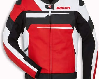 DUCATI SPEED EVO C1 leather jacket in red, white, and black high performance jacket