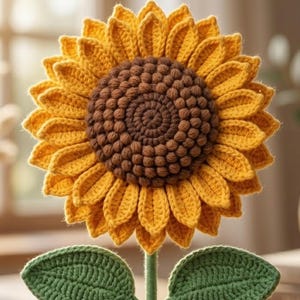 Modèle de tournesol géant au crochet, tutoriel PDF pour bouquet floral (téléchargement instantané)