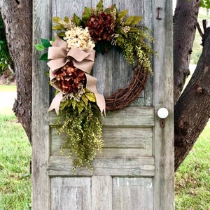 Year Round Door Wreath With Color Choices, Farmhouse Wreath For Front Door, Hydrangea Wreath, Shabby Chic Wreath, Country Home Decor