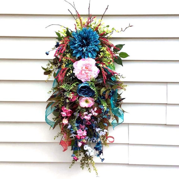Summer Door Wreath Spring Door Swag Swag Wreath Floral Door Etsy