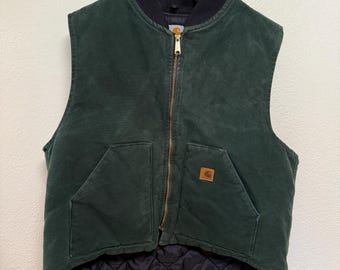 Vintage 2005 Carhartt Arctic Quilt Lined V02 Duck Vest Vurengroen Heren 2XL