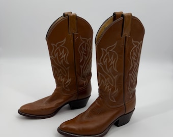 VTG Justin Boots L5523 Brown Leather Cowgirl Western Boots USA Rodeo Women 7B