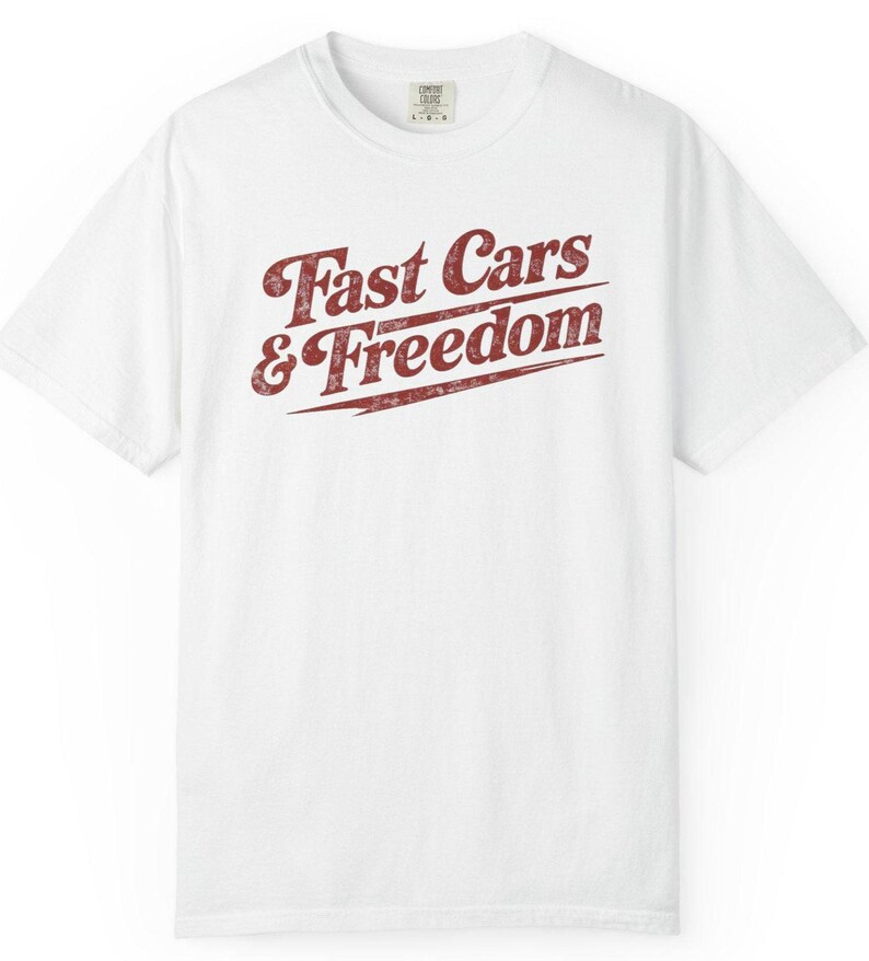 Schnelle Autos Freiheit Shirt, Vintage Racing T-Shirt, Retro Auto Show T-Shirt, Americana Grafik T-Shirt, Komfort Farben Stil Shirt, Geschenk für Auto Jungs Bild 3