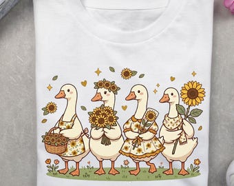 Sunflower Goose Squad, Regalo per giardiniere, Oca floreale (Download digitale)