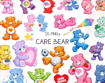 Cute Care Bears Clipart Bundle, Retro Cartoon Bear, Kawaii Bear, Kids Cartoon Sublimation Design, Digital Download