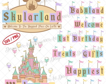 Birthday Party Welcome Sign Svg Png Bundle, Happiest Birthday On Earth Svg, Baby Shower Decoration Svg, Family Birthday Svg, Family Vacation