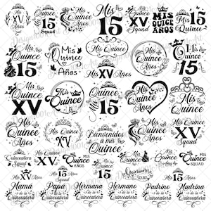 Mis Quince Svg Png Design Bundle, Mis Quince Squad Svg, Quinceañera Svg, Mis Quince Años Svg, Latina Birthday Svg, Birthday Family Girl Svg