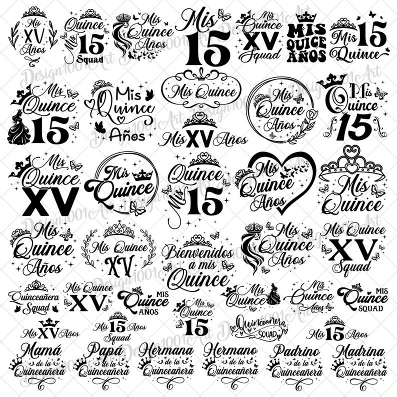 My Quince SVG PNG Design Bundle, My Quince Squad SVG, Quinceañera SVG, My Fifteen Years SVG, Latina Birthday SVG, Birthday Family Girl SVG image 1