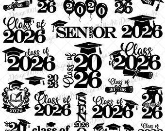 Class Of 2026 Svg Png Bundle, Senior 2026 Svg, Graduation 2026 Svg, Proud Graduate Family 2026 Svg, Senior Silhouette Graduate Cut Files Svg