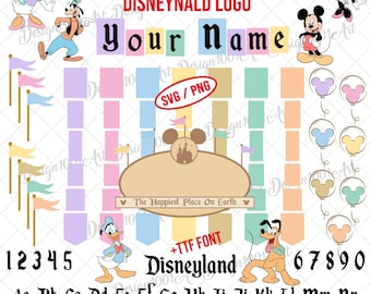 Bundle Customizable Alphabet Magical Kingdom Svg Png Ttf, Happiest Place On Earth Svg, Birthday Decor Svg, Family Trip Svg, Customize Blocks