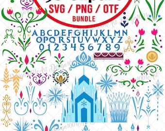 Ice Girls Dress Svg Png Otf Bundle, Girl Bodice Embroidery Design, Coronation Dress Birthday Svg, Princess Skirt Embroidery, Cut Files
