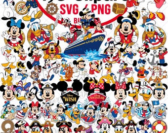 Mouse And Friends Magical Cruise Line Svg Png Bundle, Cartoon Captain Clipart, Shirt Family Cruise Vacation Svg, Cruise Cut File Sublimation