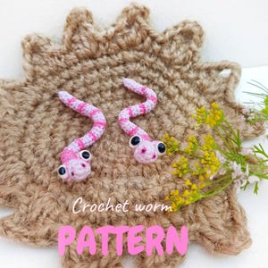 Crochet PATTERN Worms, miniature toy with handmade eyes.