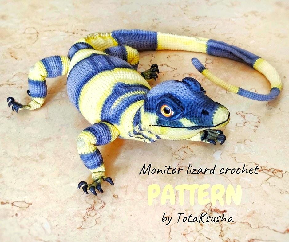39 Lizard Crochet Patterns for Amigurumi Fans, Gifts, and Quirky Handmade Decor 38 Monitor lizard Crochet